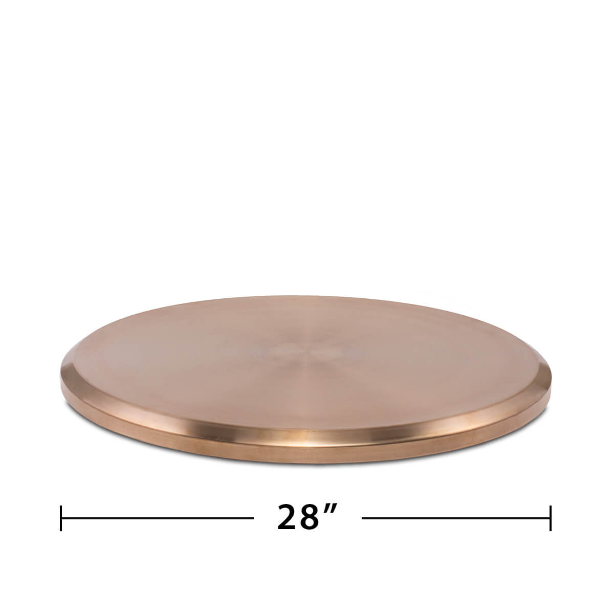 Copper fire pit cover, 28 inches in diameter, shown on a white background.