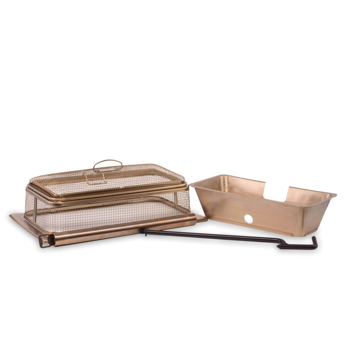 Bronze mosquito repellent torch accessory kit with mesh cover, fuel holder, and tool for safe outdoor use.