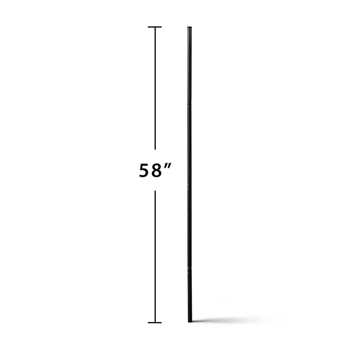 Black metal TIKI® torch pole, 58 inches tall, shown upright on a white background.