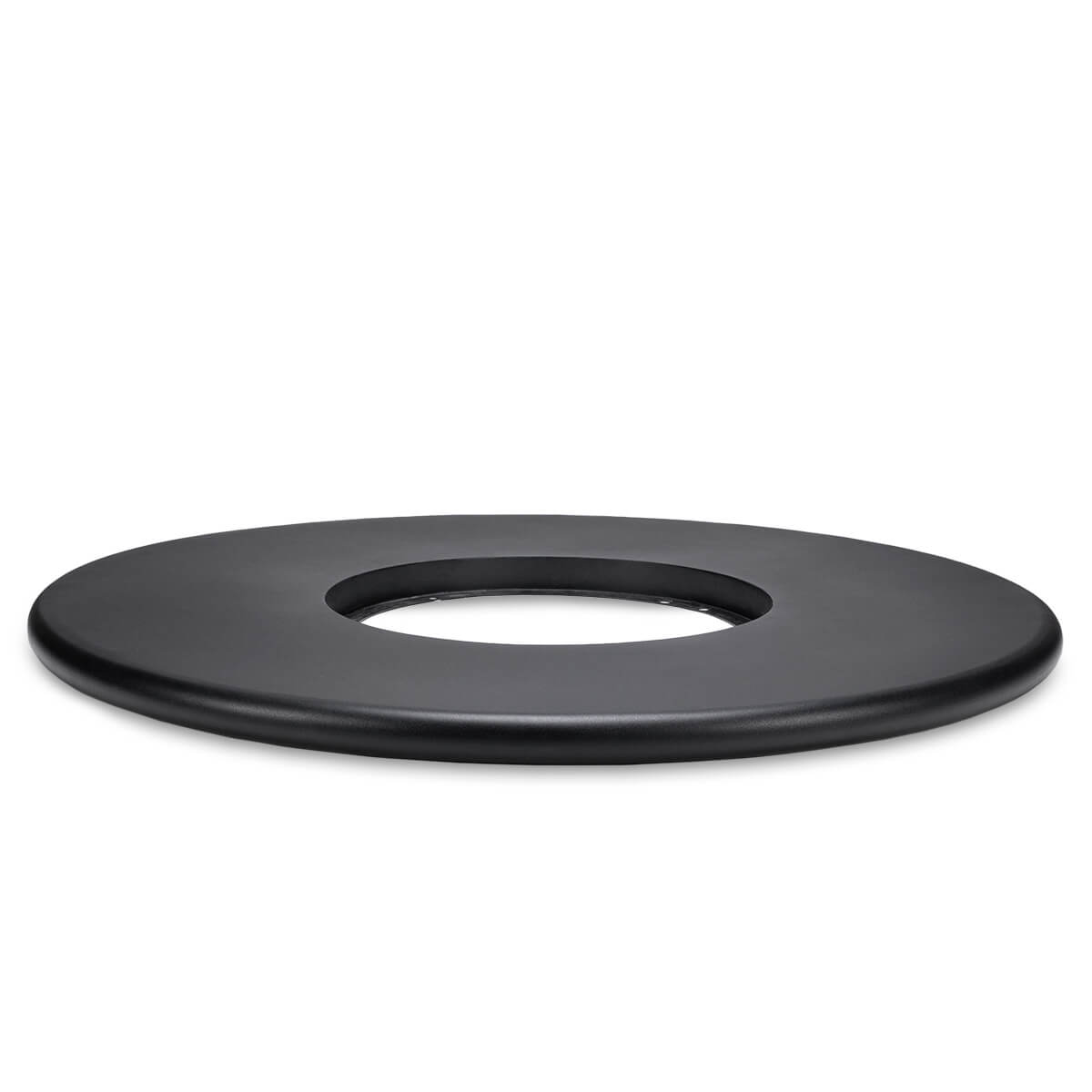 Black weighted base for TIKI Brand torches, designed to provide stability and prevent tipping.