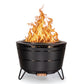 TIKI Brand Reunion Smokeless Fire Pit, front view with large flames burning