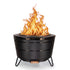 TIKI Brand Reunion Smokeless Fire Pit, front view with large flames burning