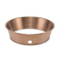 Copper round baking pan with single hole on side.