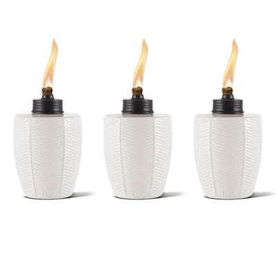 3 Pack - Ivory Herringbone Glass Table Torches