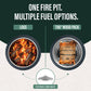 Fire pit with multiple fuel options: burns logs or TIKI® Wood Pack. Includes a reversible dome insert for versatility.