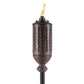 TIKI Brand Cabos Metal Torch, front view of the bronze perforated torch head, lit
