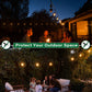 Green sign with mosquito icons promoting outdoor space protection.