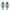 Set of two teal glass tiki torches with diamond pattern, black tops, and visible flames. Ideal for outdoor lighting.