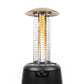 TIKI® patio heater with visible flame, protective metal cage, and easy-to-use control panel for outdoor warmth.