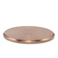 Round copper fire pit cover with smooth finish, designed to protect TIKI fire pits from rain and debris.