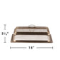 Rectangular bronze food cover, 18" wide by 5.25" tall, with mesh sides and handle for outdoor use.