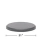 Round, gray TIKI Brand fire pit base, 21 inches in diameter, shown on a white background.