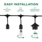 Three-step guide: Hang string lights, install bulbs, and add mosquito repellent pods for easy outdoor setup.