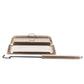 Bronze fire pit spark screen with handle, designed for safe outdoor use and easy access to flames.