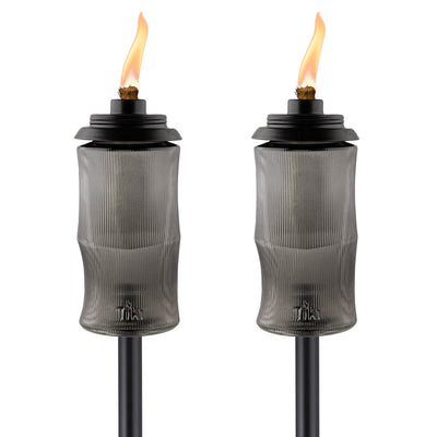 2 Pack - Easy Install Black Carved Glass Torches